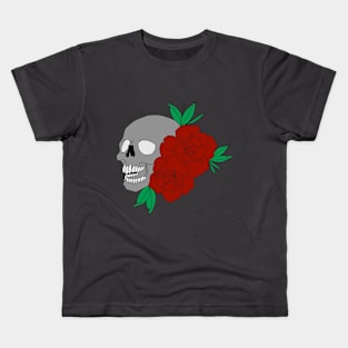 Skull head, Roses Kids T-Shirt